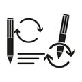 Edit process icons. Pencils with arrows. Writing and revision. Vector illustration. EPS 10.