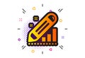 Edit statistics icon. Pencil chart sign. Seo management. Vector