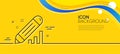 Edit statistics line icon. Pencil chart sign. Seo management. Minimal line yellow banner. Vector