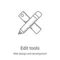 edit tools icon vector from web design and development collection. Thin line edit tools outline icon vector illustration. Linear