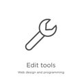 edit tools icon vector from web design and programming collection. Thin line edit tools outline icon vector illustration. Outline Royalty Free Stock Photo