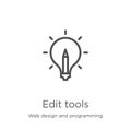 edit tools icon vector from web design and programming collection. Thin line edit tools outline icon vector illustration. Outline