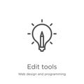 edit tools icon vector from web design and programming collection. Thin line edit tools outline icon vector illustration. Outline Royalty Free Stock Photo