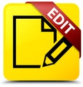 Edit yellow square button red ribbon in corner
