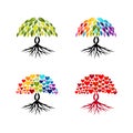 Abstract tree vector collection, Colourful abstract tree vector Royalty Free Stock Photo