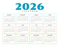 editable 2026 annual desk calendar template design Royalty Free Stock Photo
