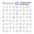 Editable black big icon set for codependent relationship