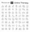 Editable black big icons set for online therapy