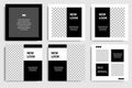 Editable black and white geometric banner template for social media post stories and story cover