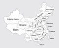 Editable blank map of China.