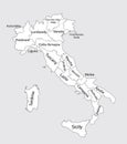 Editable blank map of Italy. Autonomous communities.