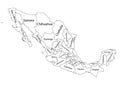 Editable blank map silhouette of Mexico.