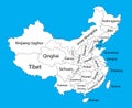 Editable blank vector map of China. Vector map of China isolated on background.