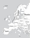 Editable blank vector map of Europe.