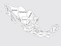 Editable blank vector map of Mexico. Autonomous communities of Mexico. Administrative divisions of Mexico counties.