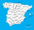 Editable blank vector map silhouette of Spain. Royalty Free Stock Photo