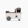 Soft Bright Color Coffee Cart With Tools Vector Illustration