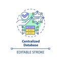 2D customizable centralized database line icon concept