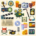 Cinematic Vector Illustration Icons Collection Set Royalty Free Stock Photo