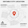 Editable City Location Map Infographic with Red Pin and Text Placeholders Royalty Free Stock Photo