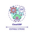 2D customizable cloud ERP line icon concept