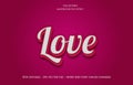Editable 3D text effect in bold pink color love word vector art. eps 10