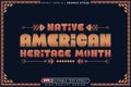 Editable 3d text effect native american heritage with decorative border for template Royalty Free Stock Photo