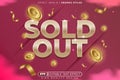 Editable 3d text effect sold out with golden effect for poster template design Royalty Free Stock Photo