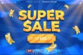 Editable 3d text effect super sale for banner and poster template design Royalty Free Stock Photo