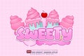 Editable 3d text effect sweety with ice cream for logo and banner template design Royalty Free Stock Photo