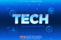 Editable 3d text effect tech for technology banner template Royalty Free Stock Photo