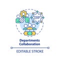 2D department collaborations line icon concept