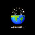 World Social Justice Day to promote social justice illustration banner