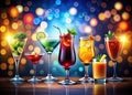 Editable Drinks Icons Bokeh Effect Collection for Graphic Design Branding Projects Royalty Free Stock Photo