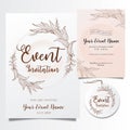 Editable event invitations with elegant elegant flower lines