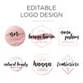 Editable feminine logo design template