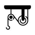 An editable glyph style icon depicting pulley system