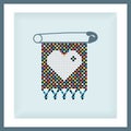 Print of heart on zulu love letter in grey frame Royalty Free Stock Photo