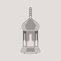 Editable Hanging Arabian Lamp Isolated Vector Illustration in Outline Style