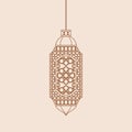 Editable Hanging Arabian Lantern Isolated Vector Illustration in Outline Style