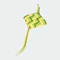 Isolated Flat Style Ketupat Packed Rice Vector Illustration