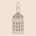 Editable Isolated Hanging Arabian Lamp Vector Illustration in Outline Style