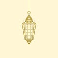 Editable Isolated Hanging Arabian Lantern Vector Illustration in Outline Style