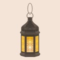 Editable Isolated Hanging Arabian Ramadan Lamp Vector Illustration