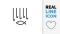 Editable line icon of overfishing visualised by many hooks Royalty Free Stock Photo