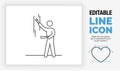 Editable line icon of a stick figure person painting