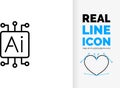 Editable line icon or symbol of ai or artificial intelligence..editable and customisable real line icon or symbol of ai or