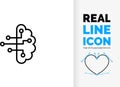 Editable line icon or symbol of ai or artificial intelligence in the form of a brain