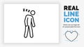Editable line icon of a tired stick figure