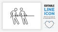 Editable line icon of two stick figures teambuilding